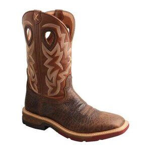 Twisted X Men's Work Boots 12" WP Wide Square Smokey Brown Size 7.5 NEW